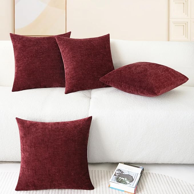 CaliTime Decorative Couch Throw Pillow Covers 18 X 18 Inches Burgundy | Pack of - Image 6