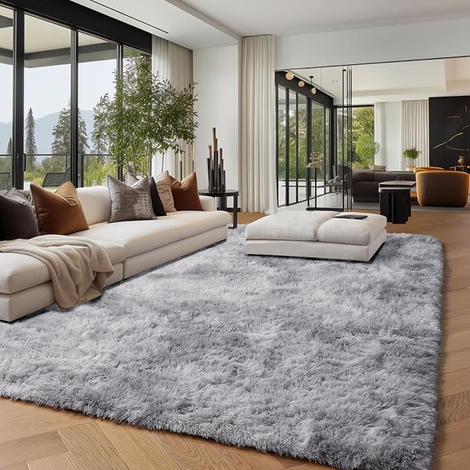 Abstract Shaggy Washable Area Rug 4x6 Plush Soft Fluffy Fuzzy Retro Carpet | - Image 9