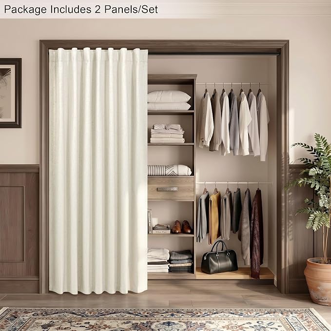 78 Inch Curtains 2 Panel for Bedroom Full Blackout Neutral Boho Window Drape - Image 8