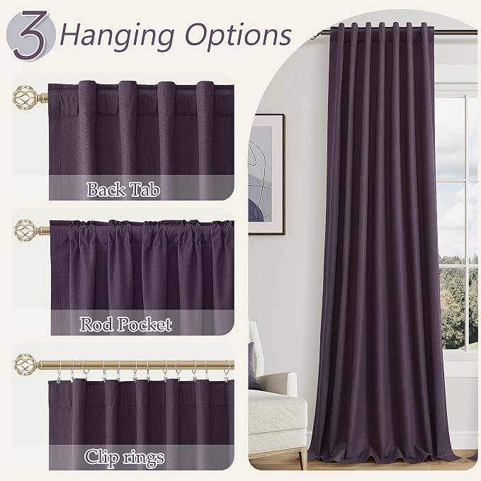100% Blackout Curtains 102 Inch Length 2 Panels Set - Image 6
