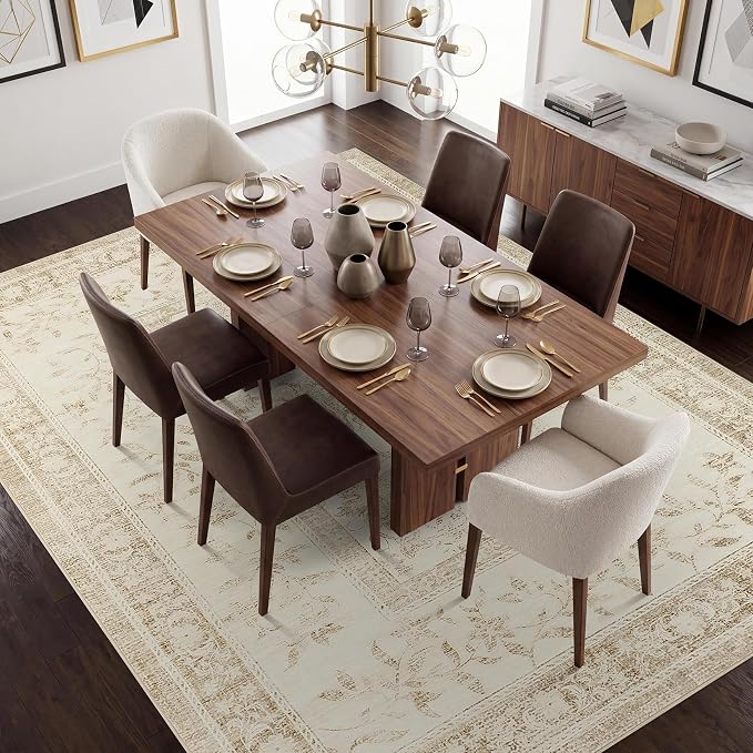 GarveeHome Vintage Beige Area Rug 9x12 - Image 3