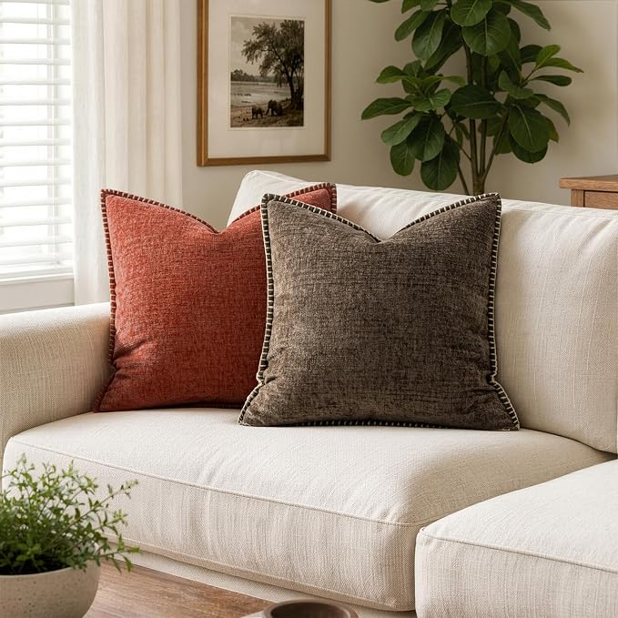 MIULEE Decorative Couch Throw Pillow Covers 20x20 Inch Brown 2 Pack | Farmhouse - Image 4