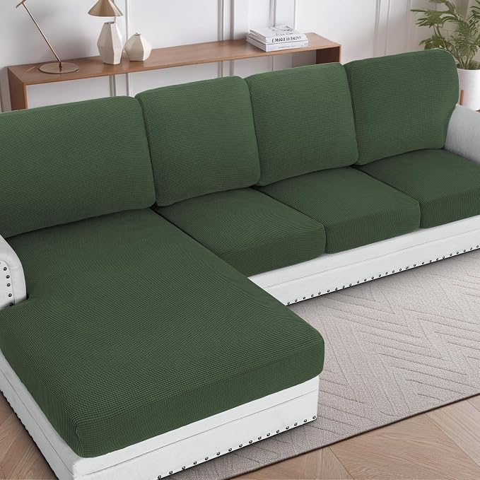 H.VERSAILTEX Sectional Couch Covers 4 Pieces Sofa Seat Cushion Covers L Shape by HVERSAILTEX