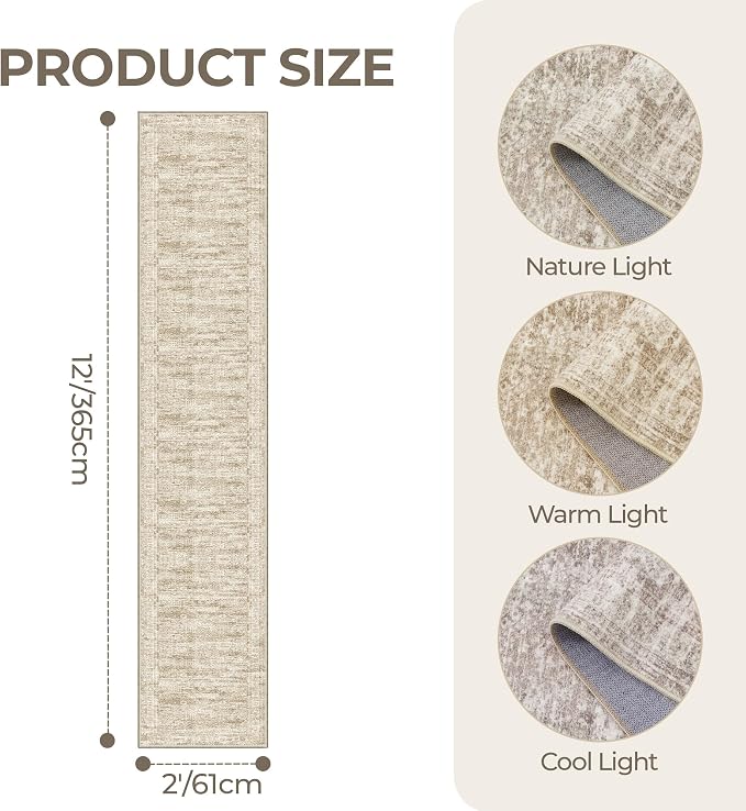 2x12 Runner Rug Non Slip, Washable Hallway Runner Rug, Laundry Room, Soft - Image 2