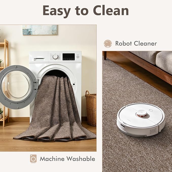 3x5 Coffee/White Area Rug Washable Non-Slip Soft Thin - Image 7