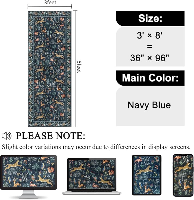 DUKINO 3x8 Runner Rug, Animal Washable Runner Rug - Image 2