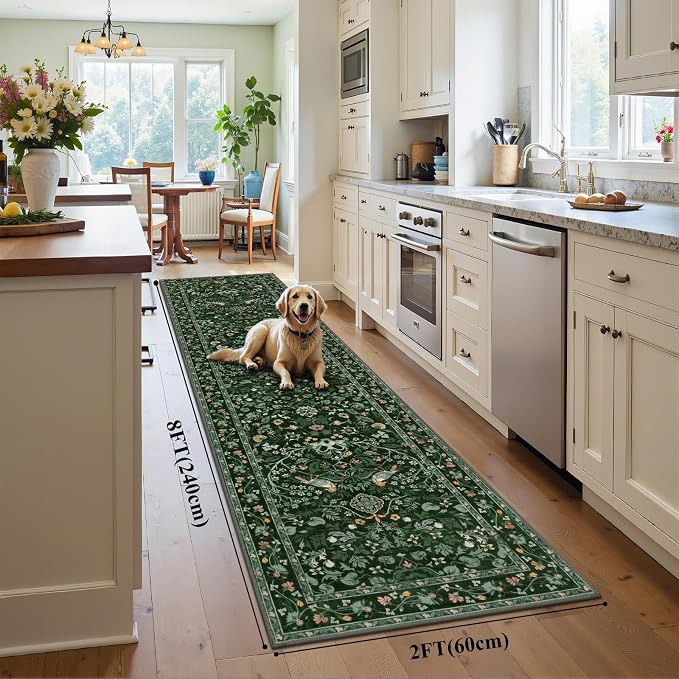 HEBE Hallway Runner Rug 2'x8', Washable Non Slip Kitchen Rug Runner | Soft Boho - Image 2
