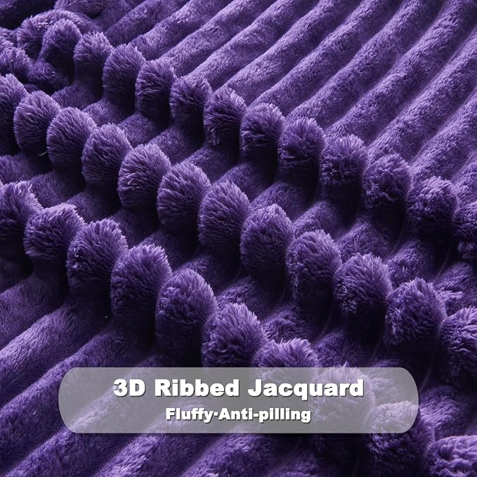 NEWCOSPLAY Fleece Ribbed Cozy Throw Blanket - Image 7