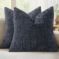 MIULEE Chenille Textured Throw Pillow Covers Navy Blue 18x18 Set of 2 | Slubby by MIULEE
