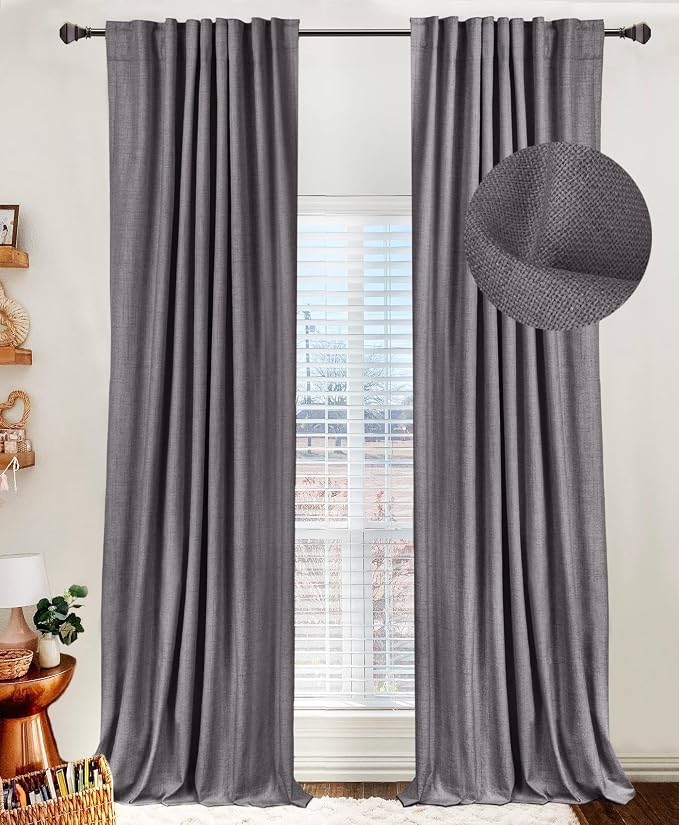 Faux Linen Total Blackout Curtains by 100BlackoutShield