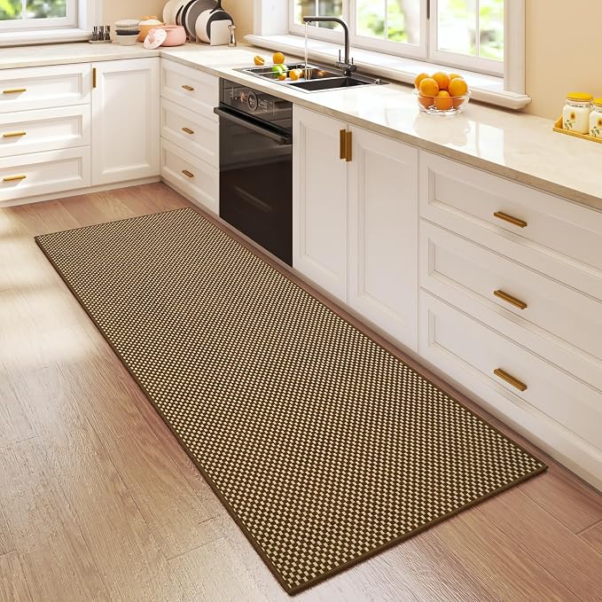 Hallway Runner Rug Woven Washable Kitchen Runner Dark Brown 2x5 ft | Boho Soft - Image 3