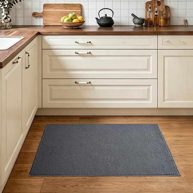 2x3 Dark Grey Solid Area Rug Washable Non-Slip Soft - Image 2