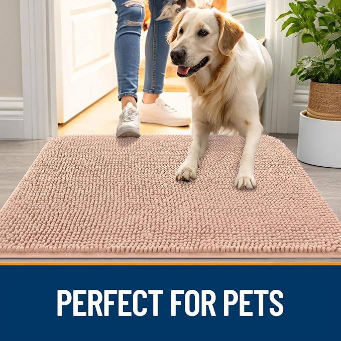 OLANLY Dog Door Mat for Muddy Paws 48x30, Super Absorbent Chenille Mud Mat | - Image 6