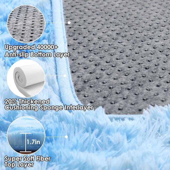 Area Rugs for Bedroom Living Room, Fluffy Fuzzy Shag Shaggy 4x6 Bedside Tie-Dye - Image 3