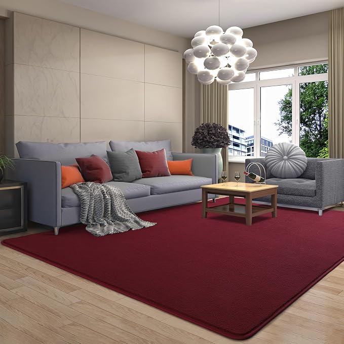 6x9 Area Rugs for Living Room Non Slip Dorm Bedroom Rug, Wine Red | Modern Area - Image 9
