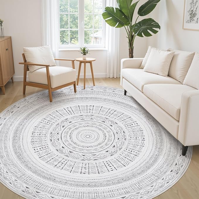 cotiled 8x8 Round Rug 8ft Circle Living Room Boho Area Rugs | Solve Modern - Image 3