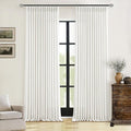Beige White Pinch Pleated Linen Curtains 2 Panels 108 Inches Long | 400GSM by Twodrapes