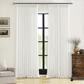 Beige White Pinch Pleated Linen Curtains 96 Inches Long 2 Panels | Light by Twodrapes