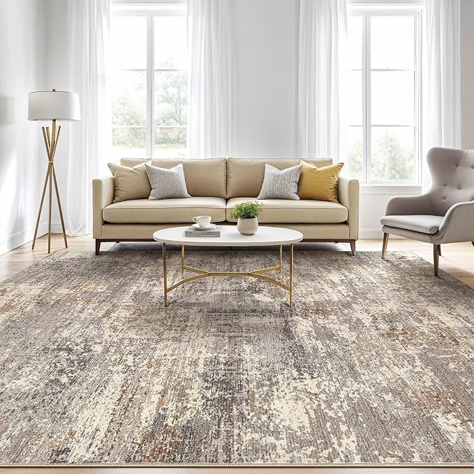 LOONGRUG 5x8 Area Rug Washable Neutral Modern Living Room Rugs Brown Black | - Image 5