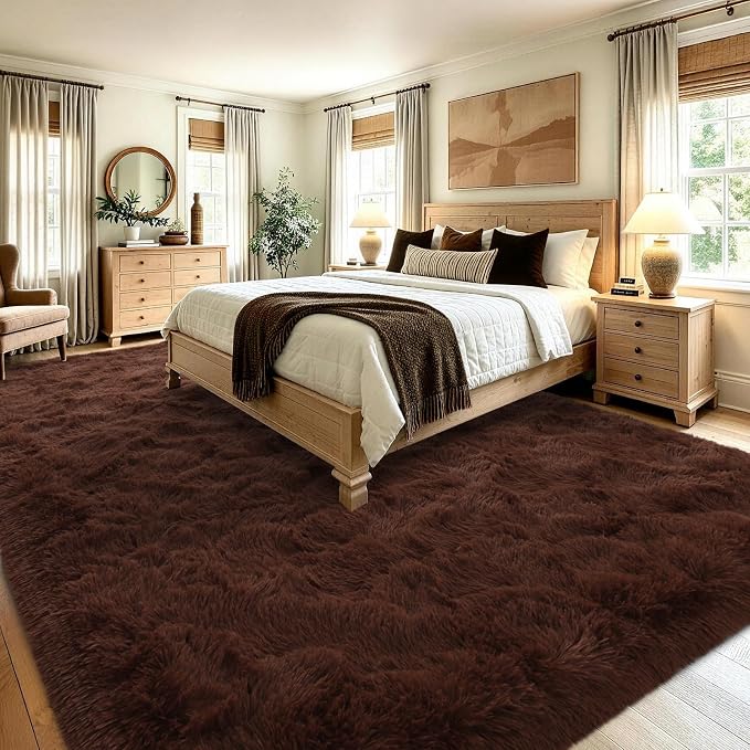 8x10 Extra Large Brown Fluffy Area Rug Non-Slip - Image 4