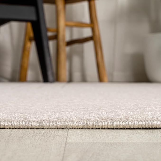 Eyely NCS101A-9R Scandinavian Odense Minimalist Angle Geometric Indoor Rug, Pet Friendly, Non-Shedding, Stain Resistant, Easy-Cleaning, Ivory/Cream, 9' Round, Indoor/Outdoor, Area Rug