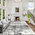 9x12 Area Rugs for Living Room: Washable Abstract Black Grey Badroom Carpet | by GENTDRIZZ