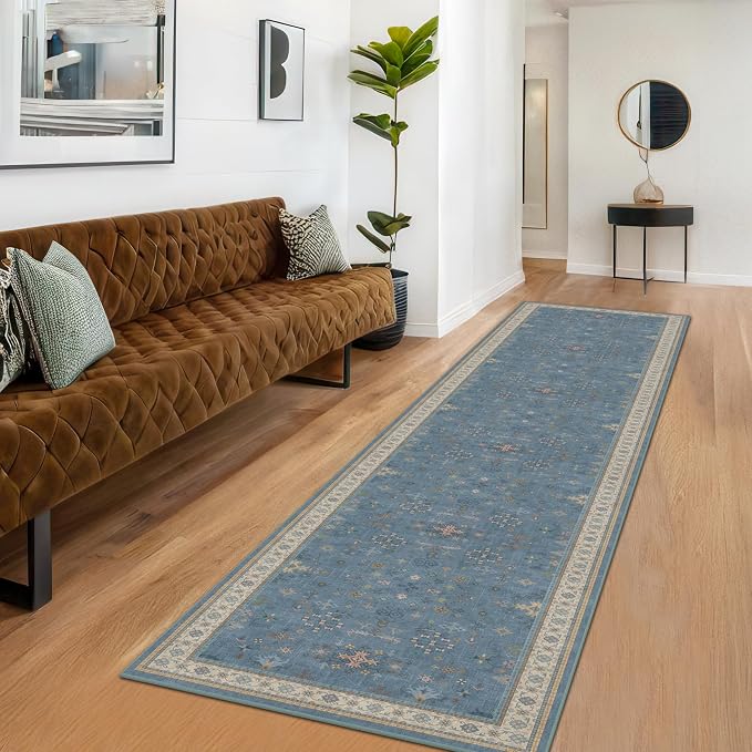 Non Slip 10ft Long Hallway Runner Rug Blue - Image 3