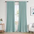 Light Blue 100% Blackout Linen Curtains 108 Inch Length 2 Panels Set by Guken