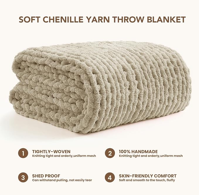 L'AGRATY Chunky Knit Throw Blanket - Image 3
