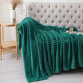 Teal Throw Blanket for Couch Sofa 50x60 inches Striped Design | Fleece Blankets by Unknown