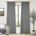 Grey 100% Blackout Pinch Pleat Linen Curtains 108 Inches Long by Twodrapes