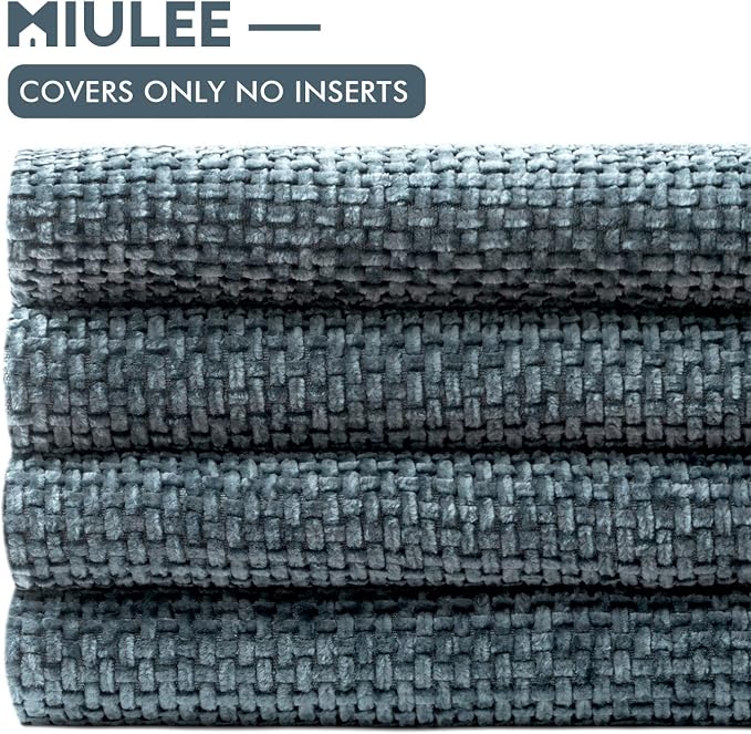 MIULEE Soft Decorative Chenille Pillow Covers Navy Blue 20x20 Pack of 4 | - Image 6
