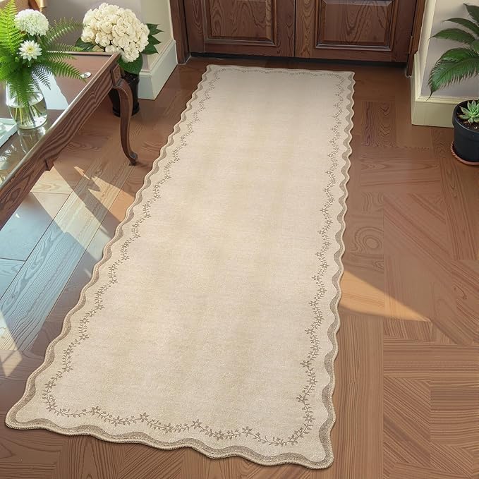 GarveeHome 2x6 Scalloped Washable Runner Rug Non Slip Hallway Kitchen Rug | by GarveeHome