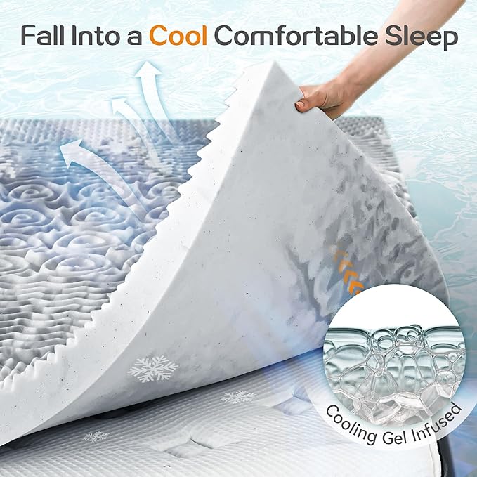 SINWEEK Mattress Topper Memory Foam Mattress Topper 1.5 Inch Queen Soft Mattress Pad for Pressure Relief, 5-Zone Design, CertiPUR-US Certified, Gray