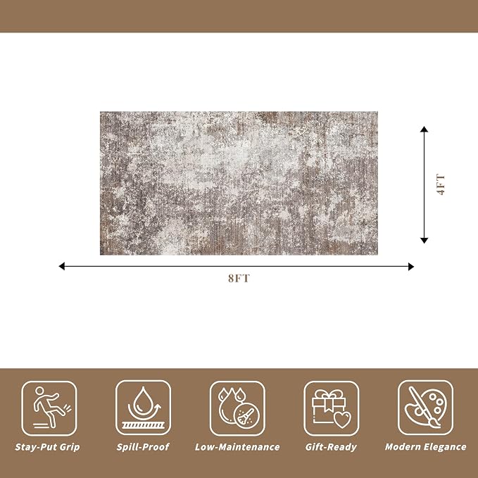 4x8 Area Rug for Indoor Entrance– Non-Slip Washable Door Mat for Entryway - Image 2
