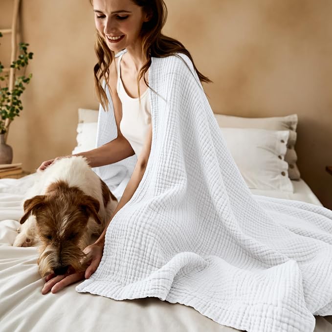 Bedsure 100% Cotton Muslin Blanket Twin XL - Image 9
