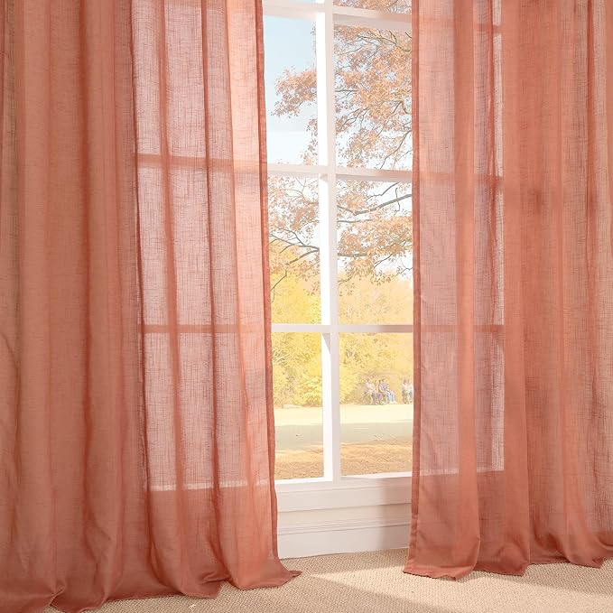 BGment Rust Terracotta Linen Curtains 63 Inches Long - Image 9