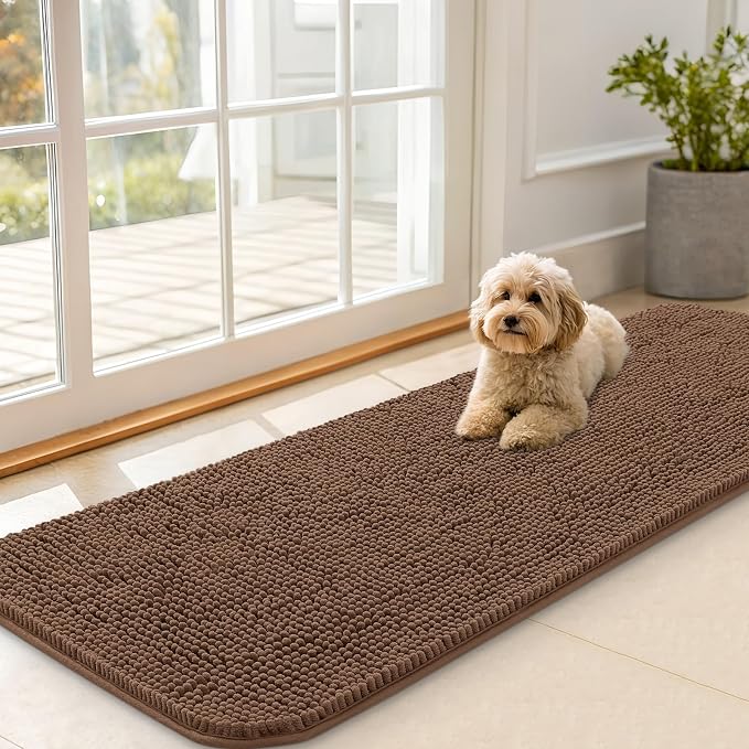 OLANLY Dog Door Mat for Muddy Paws 59x20, Super Absorbent Chenille Mud Mat | by OLANLY