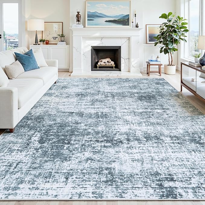 6x9 Area Rug for Living Room Bedroom: Non-Slip Modern Light Slate Blue | - Image 8