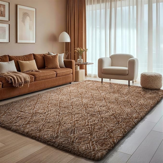 Ophanie Area Rugs for Bedroom Living Room, Color Brown and White, Size 6' x 9' - Image 3