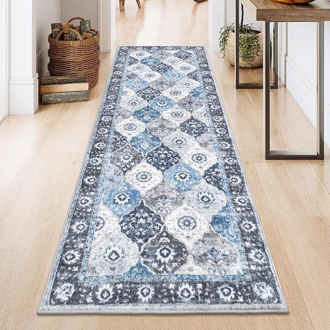 HEBE Hallway Runner Rug 2'x6', Washable Non Slip Kitchen Rug Runner | Soft Boho - Image 9