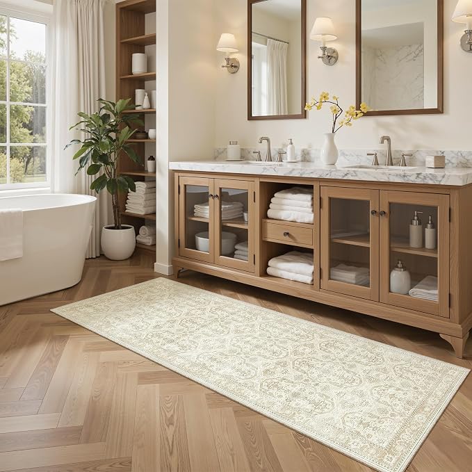 Soalmost Runner Rug 2x6 Washable Kitchen Hallway Runners Beige/Brown | Non-Slip - Image 4