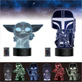 2 Bases 5 Patterns Star Wars Gifts 3D Illusion Lamp - Baby Yoda Night Light, 7 Color Change, Christmas Gifts for Star Wars Fans Boys Girls Men