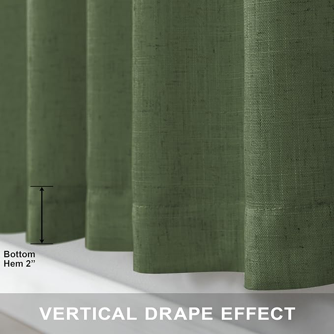 Olive Green Linen Curtains 84 Inch Length - Image 5