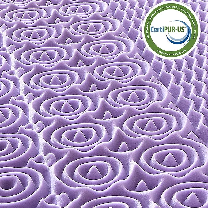 MUXHOMO 3 Inch 7-Zone Cal King Mattress Topper, Egg Crate Foam Mattress Topper Cal King Size for Back Pain, Lavender Cooling Gel Infused Bed Pad, CertiPUR-US and Oeko-TEX Certification (83"×71")