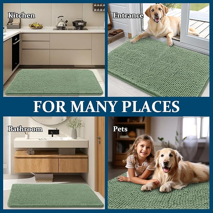 OLANLY Dog Door Mat for Muddy Paws 47x17, Super Absorbent Chenille Mud Mat | - Image 8