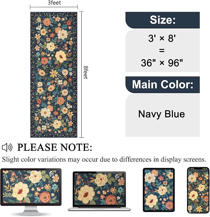 DUKINO 3x8 Kitchen Runner Rug, Washable Rug - Image 2