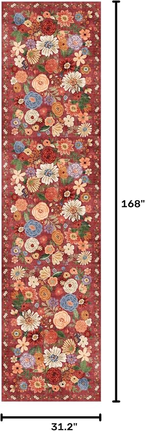 Rug for Hallways Kitchen Runner Rug 2'6"x14' | Rubber Backing; Non Slip; - Image 2
