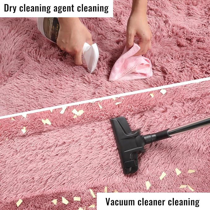 Blush Pink Fluffy Shag Area Rugs - Image 7