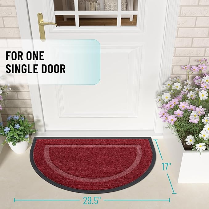 OLANLY Half Circle Front Door Mat Outside 29.5x17 All-Season Rubber Doormat | - Image 2